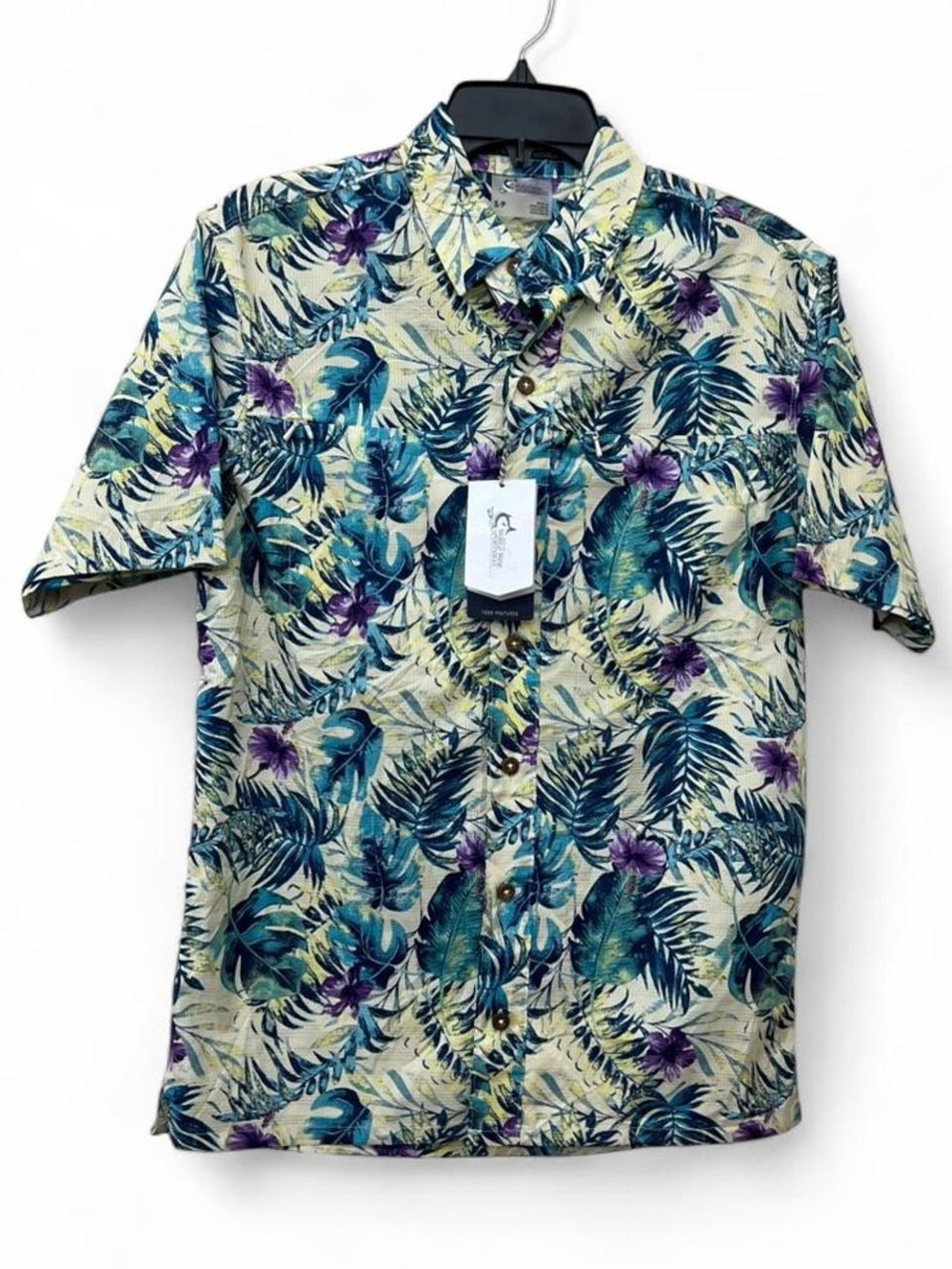 Mens World Wide Sportsman Hawaiian Floral Fishing Shirt size Small